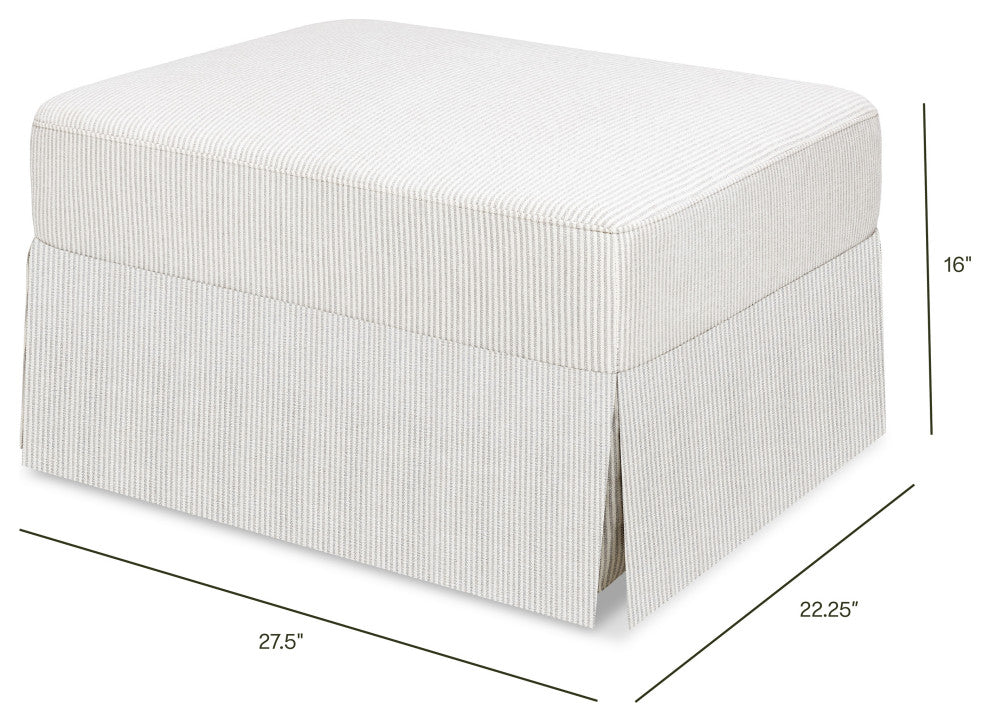 Crawford Gliding Ottoman, Fog Chatham Stripe Performance Eco-Weave