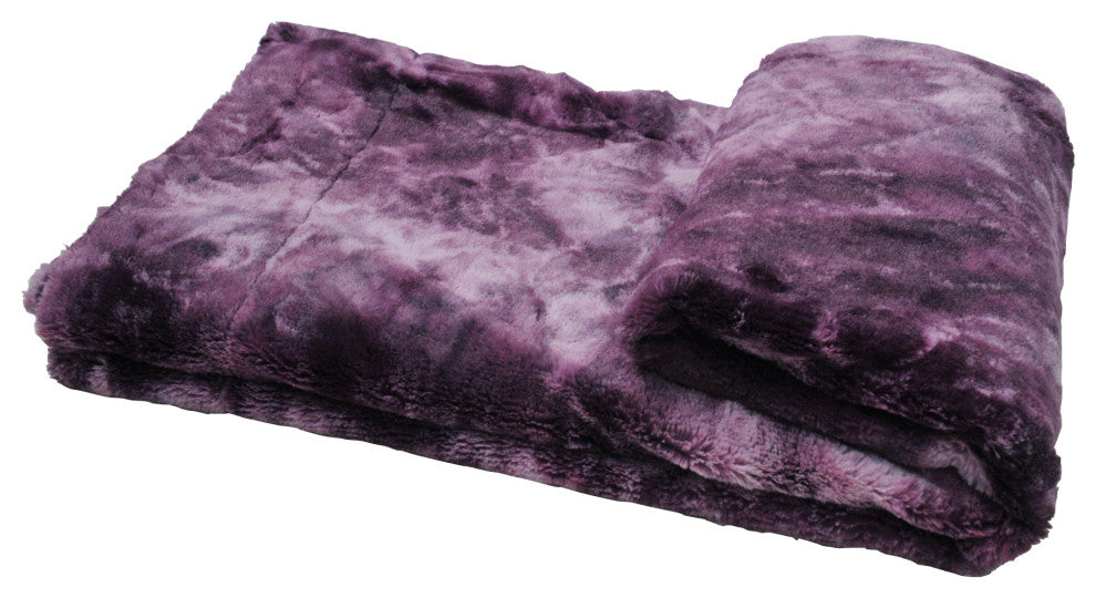Tie Dye Double Sided Faux Fur Throws, Purple, 50" X 60"