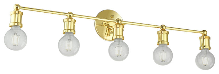 Lansdale 5 Light Polished Brass ADA Large Vanity Sconce