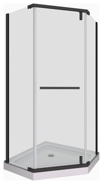 Neo-angle Pivot Semi-Frameless Corner Shower Enclosure, Matte Black