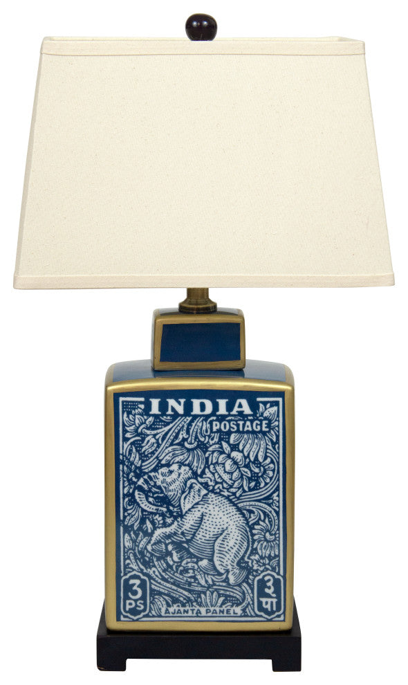 23" Blue Indian Elephant Table Lamp