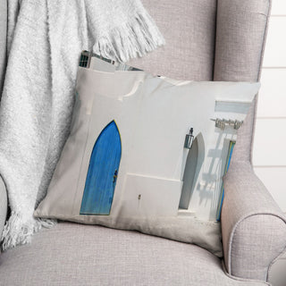 Doors Blue Greek Buildings 1 16x16 Spun Poly Pillow