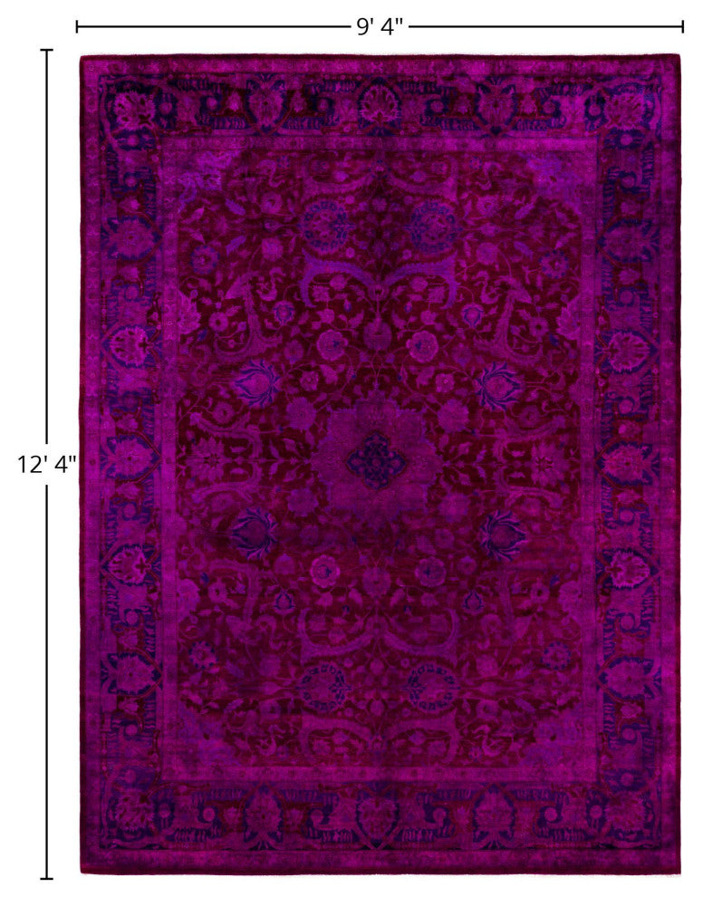 Overdyed One-of-a-Kind Hand-Knotted Area Rug Pink, 9' 4" x 12' 4"