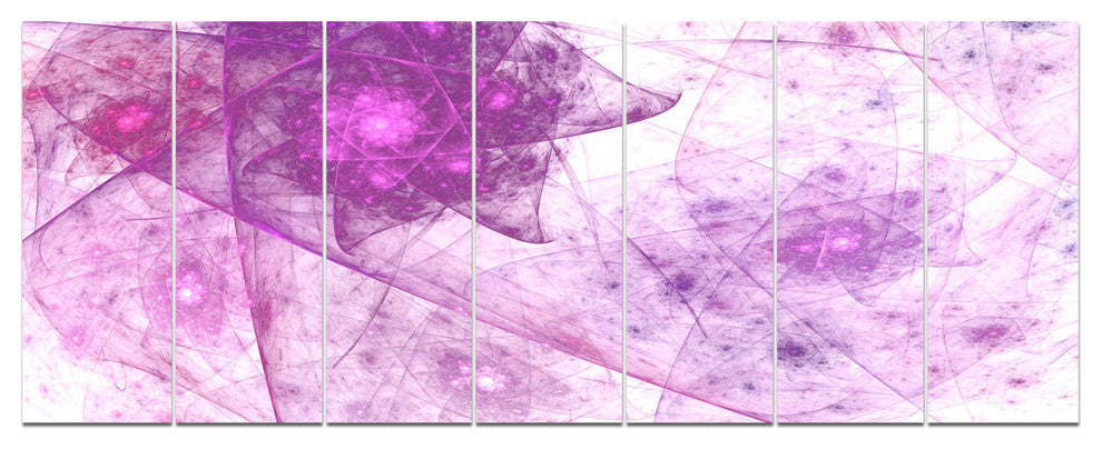 Light Purple Rotating Polyhedron, Abstract Canvas Wall Art, 83"x32", 7 Panels