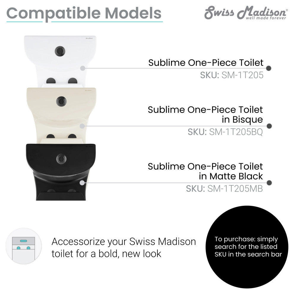 Toilet Hardware Black, SM-1T205, SM-1T256, Black