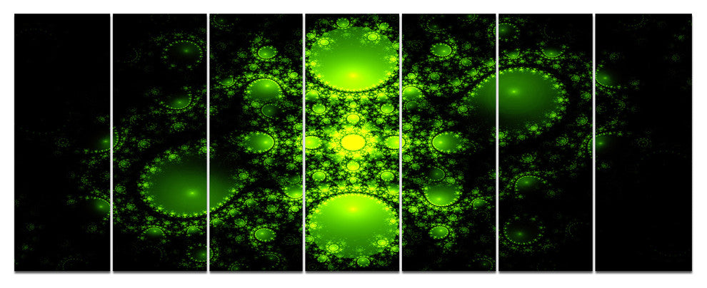 Cabalistic Green Fractal Design, Abstract Canvas Art Print, 83"x32", 7 Panels