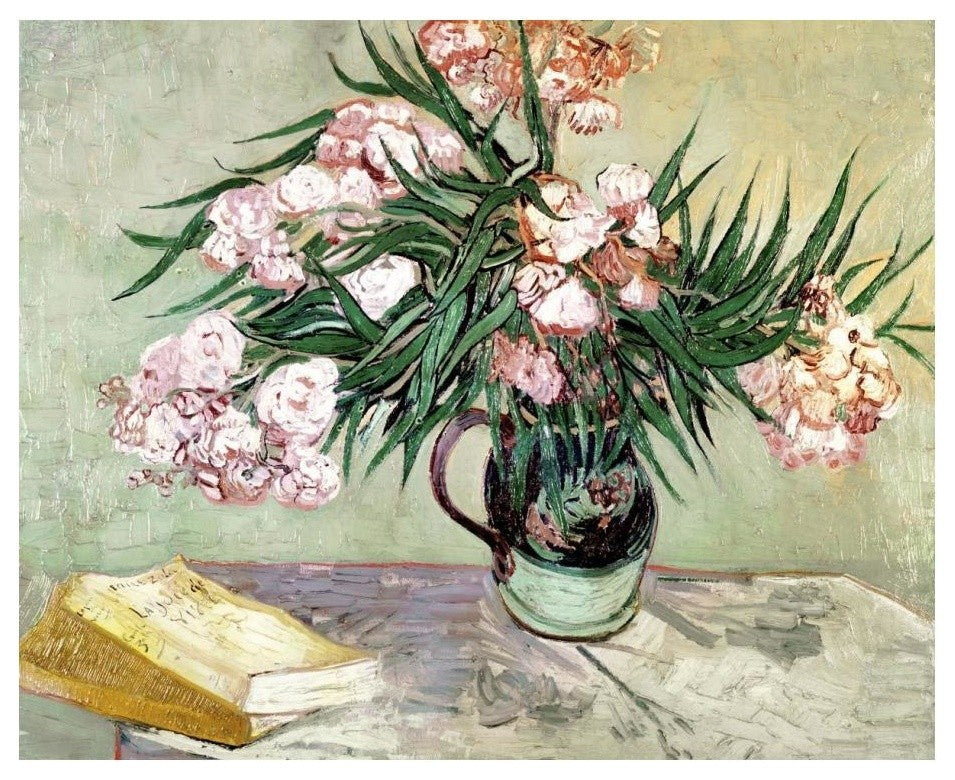 "Still Life: Vase with Oleanders and Books" Print by Vincent Van Gogh, 24"x20"