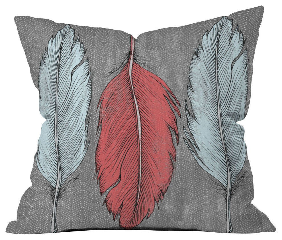 Wesley Bird Feathered Outdoor Throw Pillow