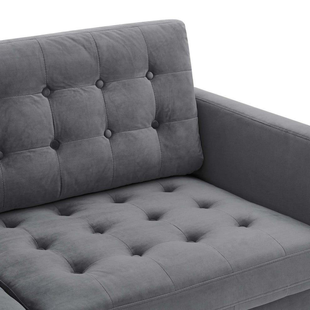 Exalt Tufted Performance Velvet Sofa, Gray