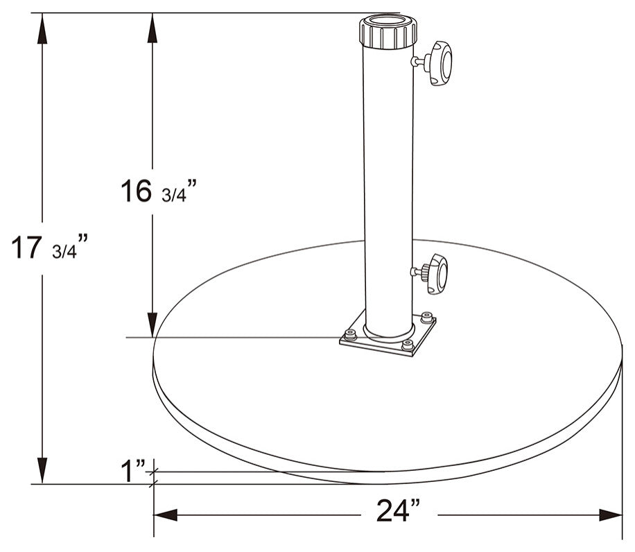 Black Cast Iron Round Umbrella Base, 95 lbs