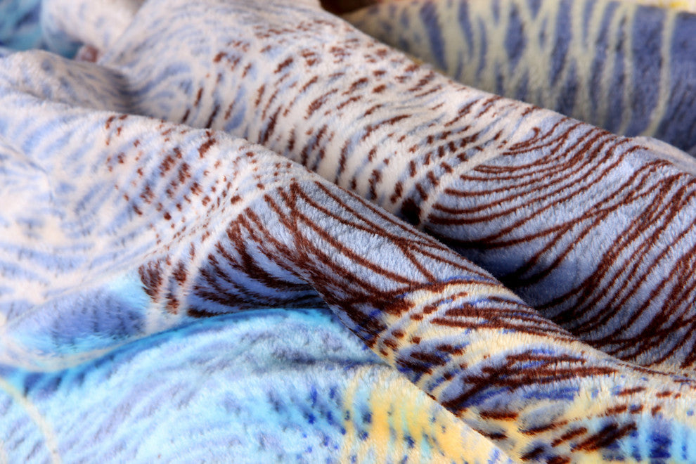 Concentric Swirls Reversible Fleece Flannel Blanket, Blue