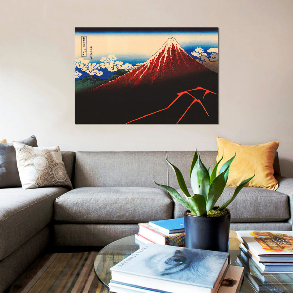 "Lightning Below The Summit" by Katsushika Hokusai, Canvas Print, 18"x12"