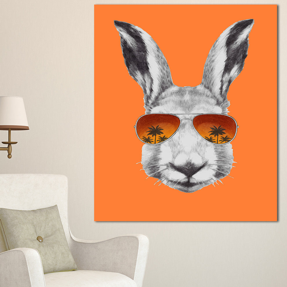 Funny Rabbit with Sunglasses, Animal Canvas Art Print, 30"x40"