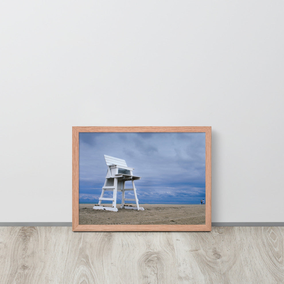 Approaching Storm Landscape Photo Paper Coastal Art Framed Wall Art Print, Red Oak, 12" X 16"