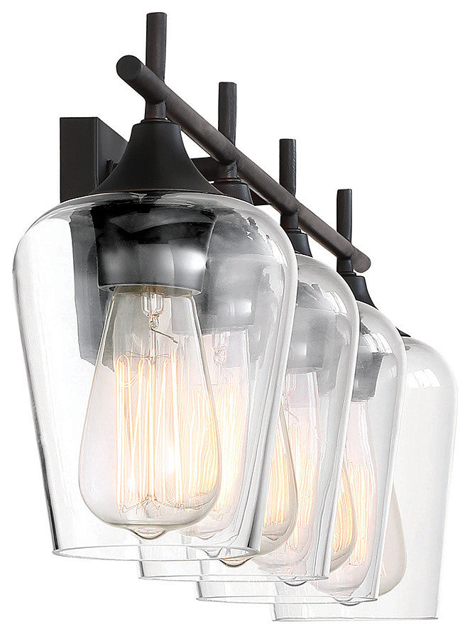 Octave Bathroom Vanity Light, English Bronze, 4-Light