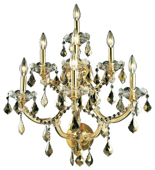 Elegant Maria Theresa Wall Sconce, Gold Finish With Royal Cut Crystal