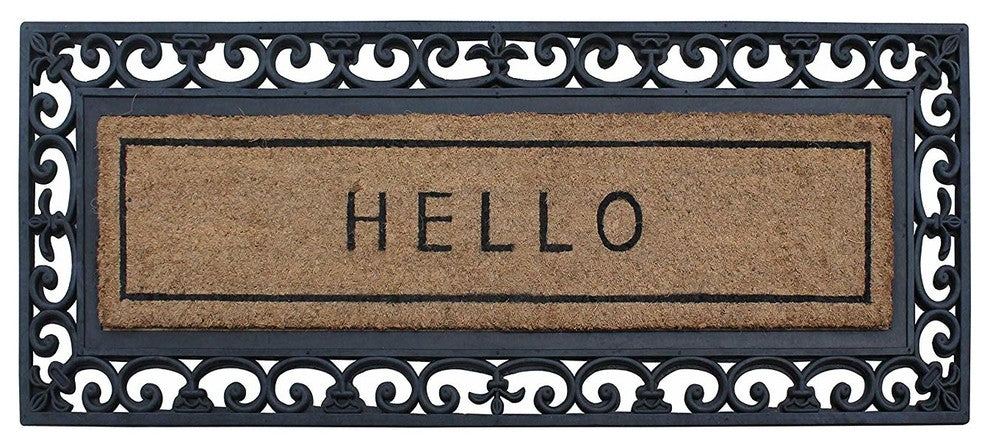 A1HC Natural Coir and Rubber Large Door Mat, 18"X48"