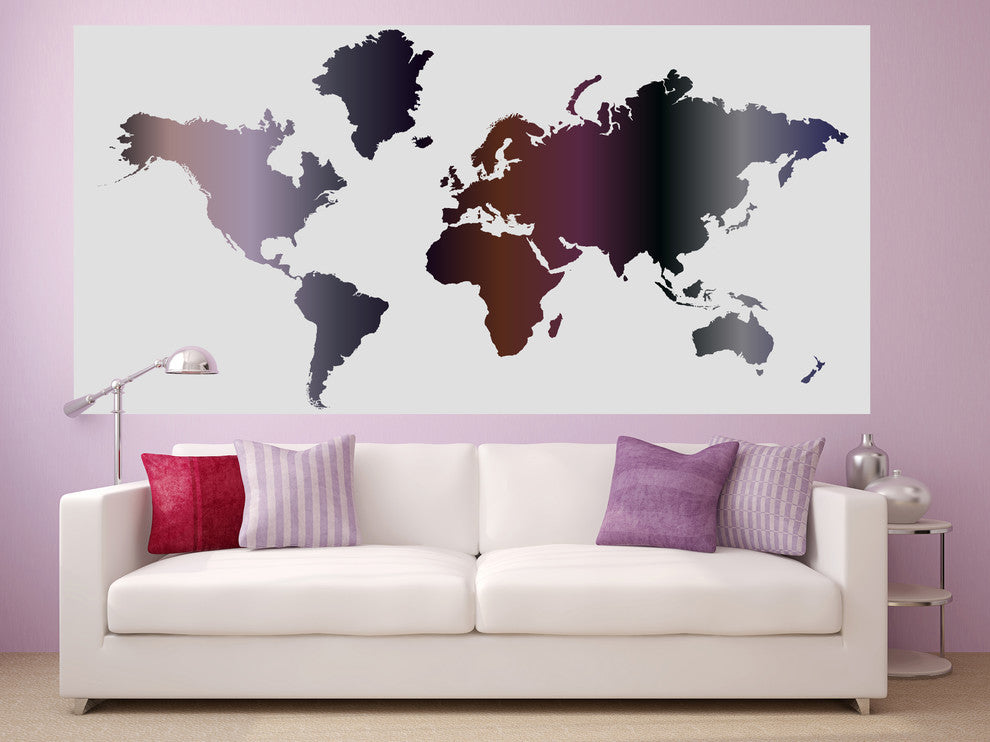Studio Map Mural, Dark Purple, Peel and Stick, 8 Panels, 142"x69"