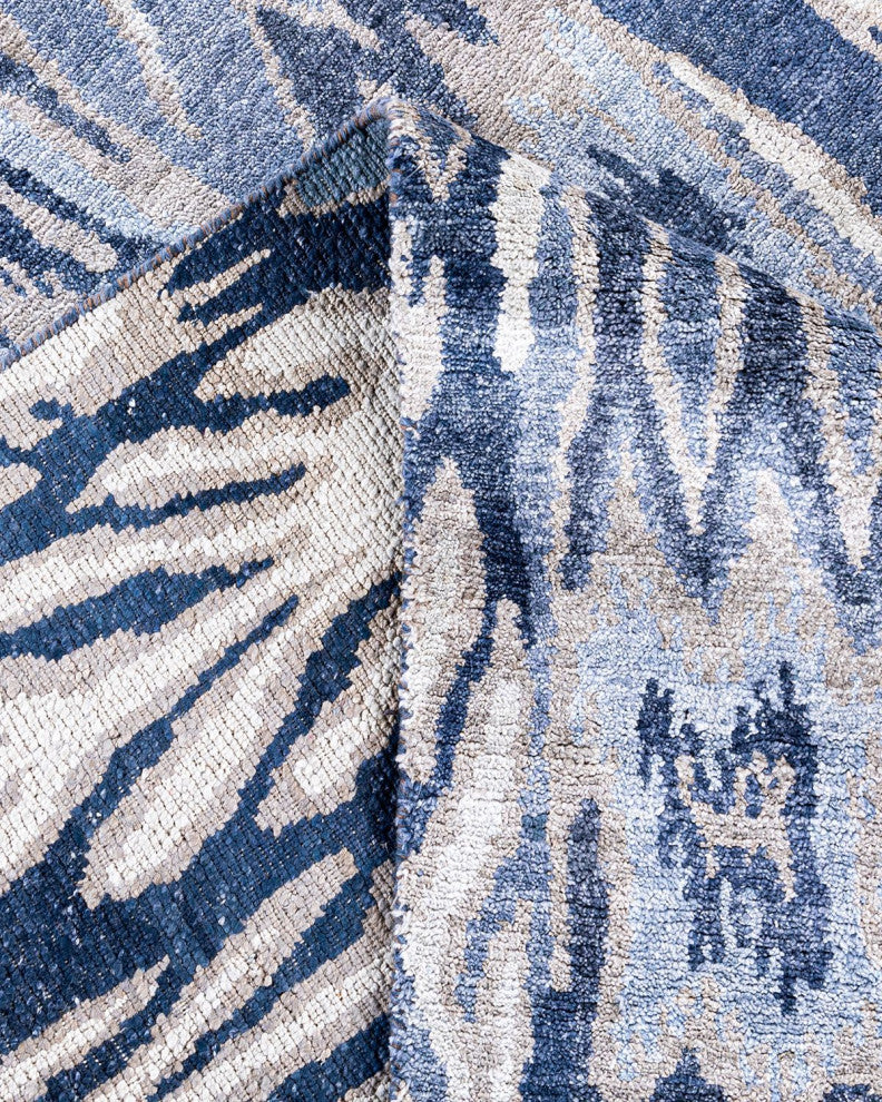 Modern, One-of-a-Kind Handmade Area Rug - Blue, 8' 1" x 10' 1"