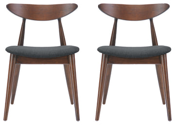 GDF Studio Issaic Mid Century Design Wood Dining Chairs, Set of 2, Charcoal/Walnut