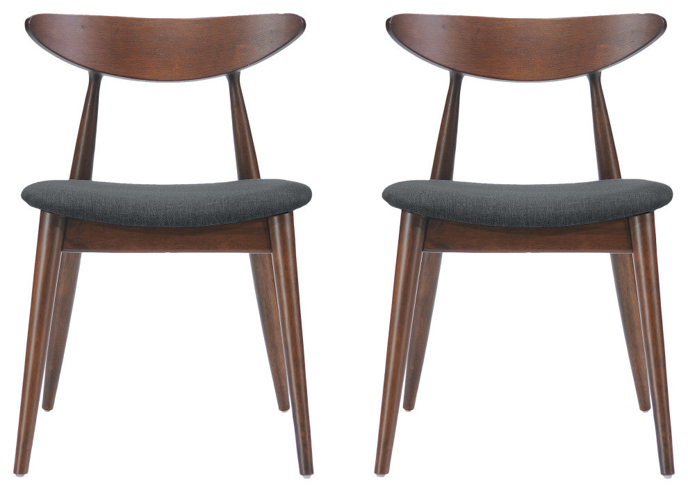 GDF Studio Issaic Mid Century Design Wood Dining Chairs, Set of 2, Charcoal/Walnut