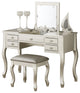 Flip Up Mirror Vanity Set With Stool, Silver