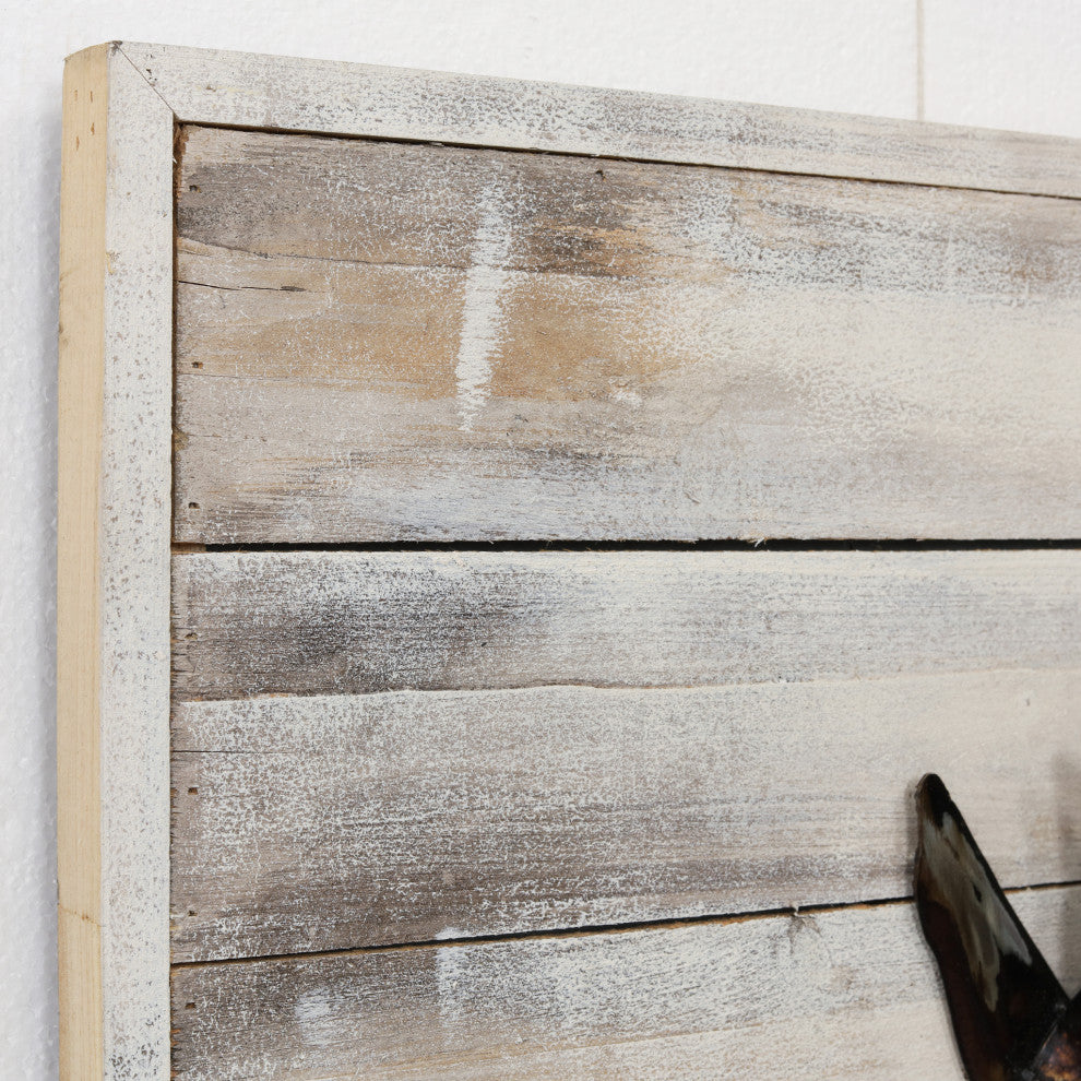 "Golden Horse" Metallic Hand Painted Wall Art on Rugged Wooden Blocks Wall 32x32