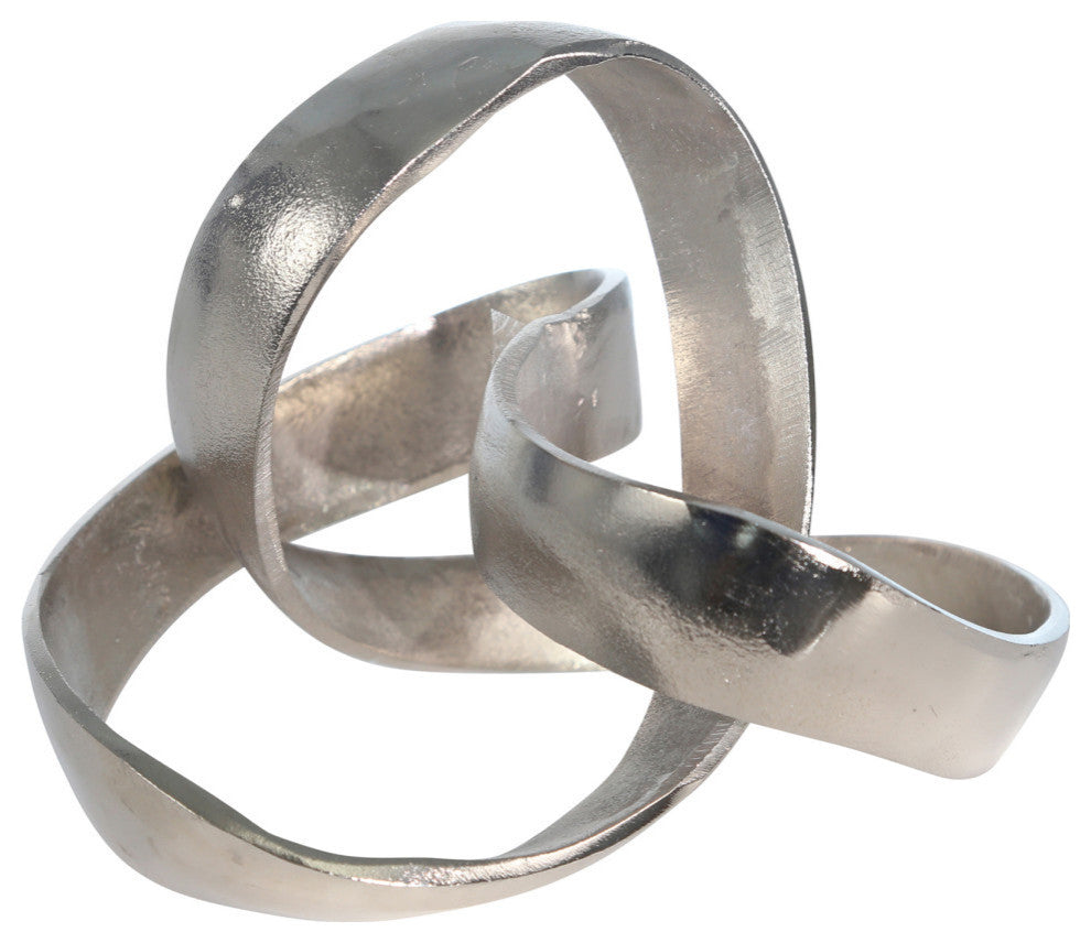 Aluminum Knot Sculpture, 7", Silver Matte