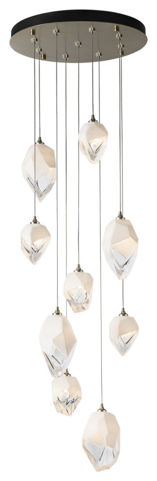 Chrysalis 9-Light Mixed Crystal Pendant Modern Brass Finish- Long, White Crystal