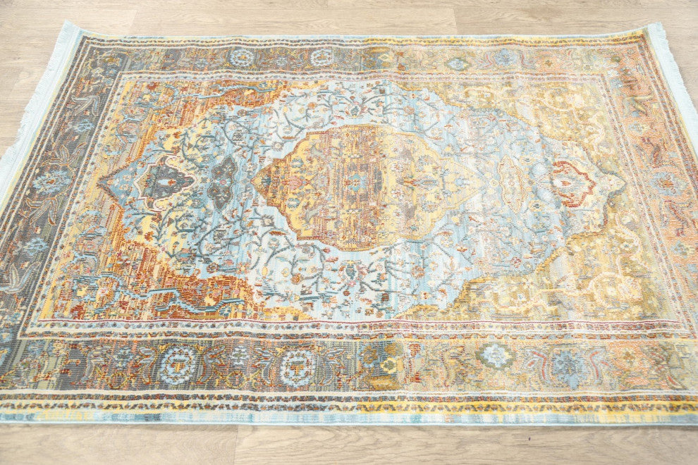Floral Vintage Style Distressed Heat-Set Oriental Turkish Area Rug 8x10