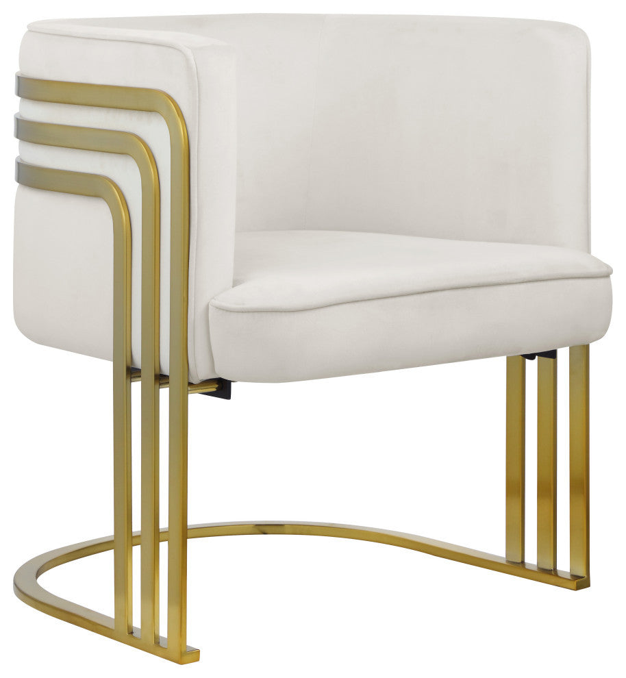 Rays Velvet Upholstered Accent Chair, Cream