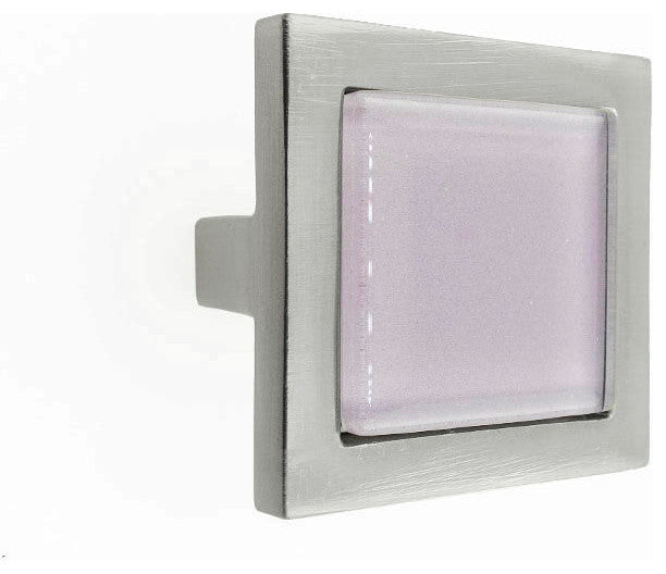 Wisteria Purple Crystal Glass Brushed Nickel Square Manor Knob
