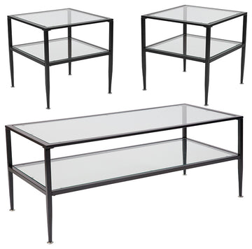 3 Piece Glass Shelf Table Set