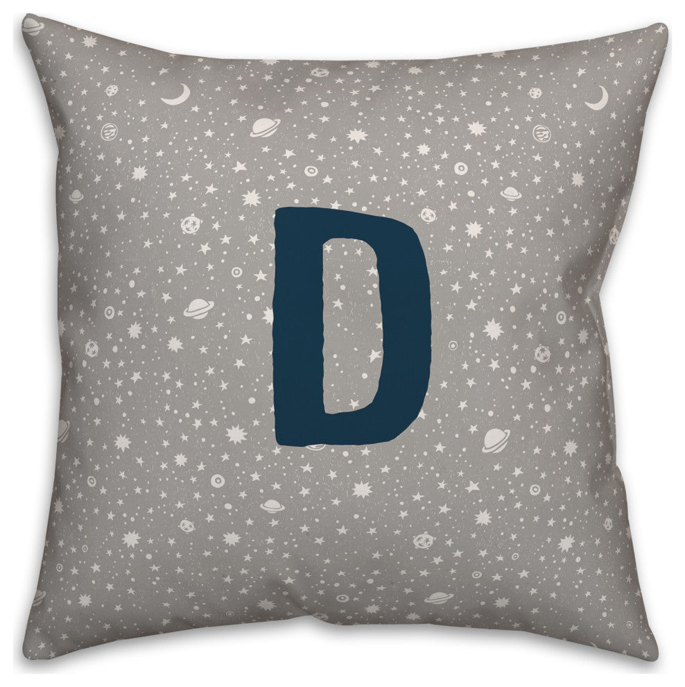 Monogram D Space Doodle 16x16 Spun Poly Pillow