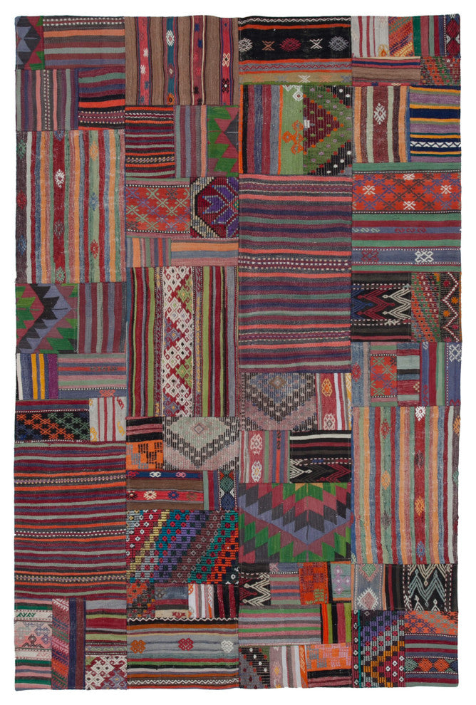 Rug N Carpet - Handmade Turkish 6' 8'' x 9' 11'' Vintage Patchwork Kilim Rug