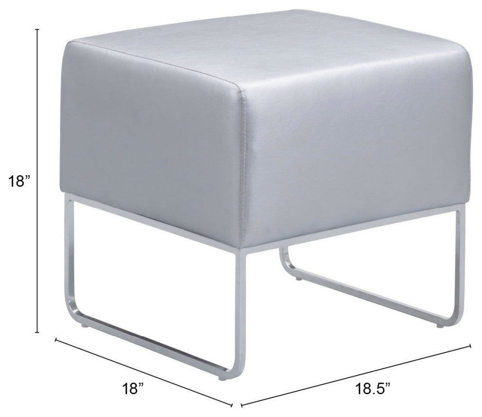 Plush Ottoman Silver