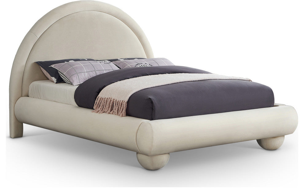 Madrid Upholstered Bed, Cream, Queen, Velvet