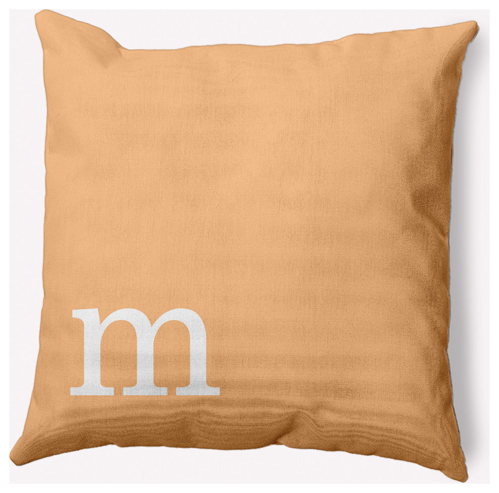 18" x 18" Modern Monogram Indoor/Outdoor Polyester Throw Pillow, Pale Gold
