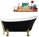 67" Streamline N345BGL-GLD Clawfoot Tub and Tray With External Drain