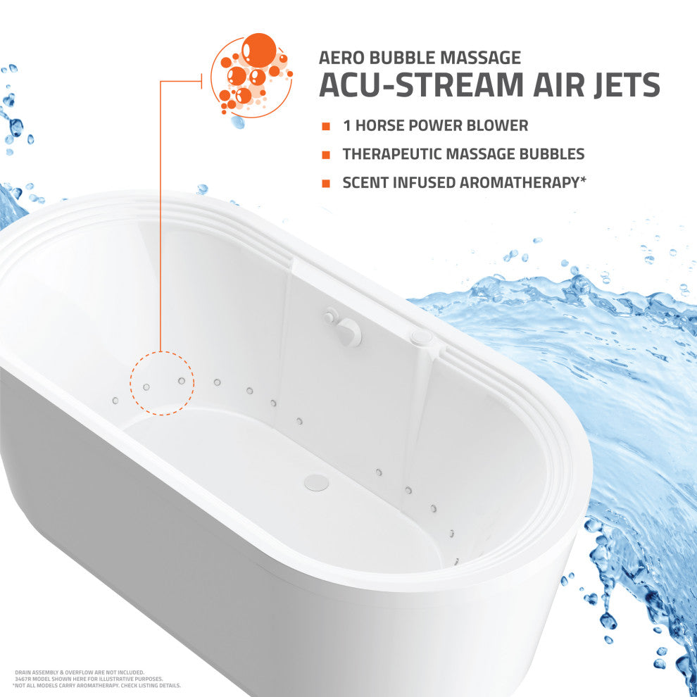 Atlantis Whirlpools Royale 34 x 67 Oval Freestanding Air Jetted Bathtub