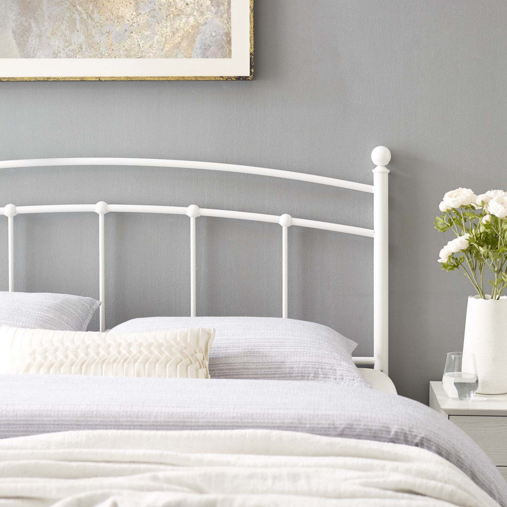 Headboard, Full Size, Metal, White, Modern Farmhouse, Bedroom Master Suite