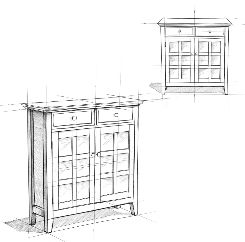 Acadian SOLID WOOD Wide Entryway Storage Cabinet, Black