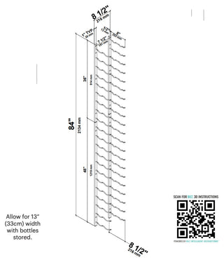 W Series Wine Rack 7, Wall Mounted Metal Bottle Storage, Matte Black, 42 Bottles, Double Deep