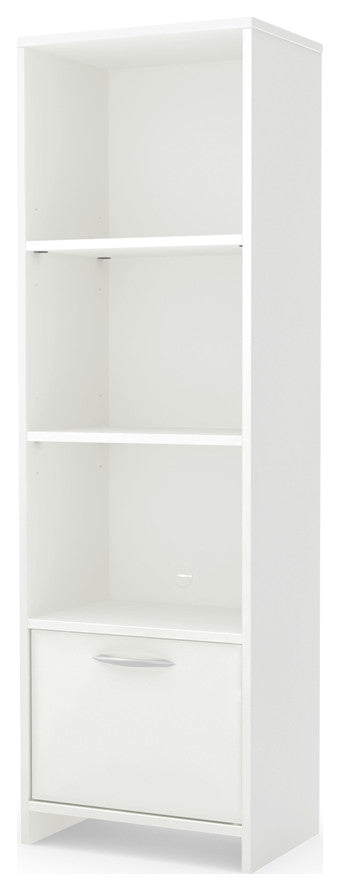 South Shore Step One 3-Shelf Bookcase with Door, Pure White