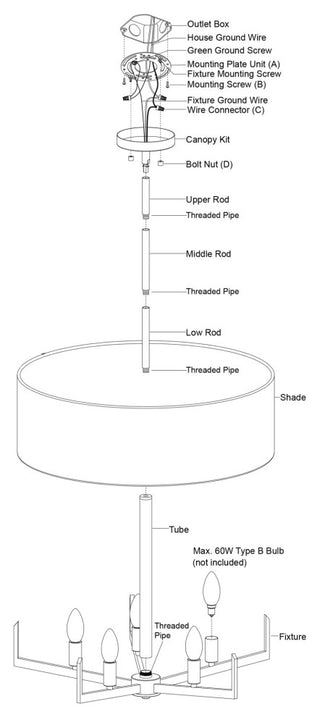 Vaxcel Lighting H0273 Surrey 5 Light 22"W Drum Chandelier - Natural Brass