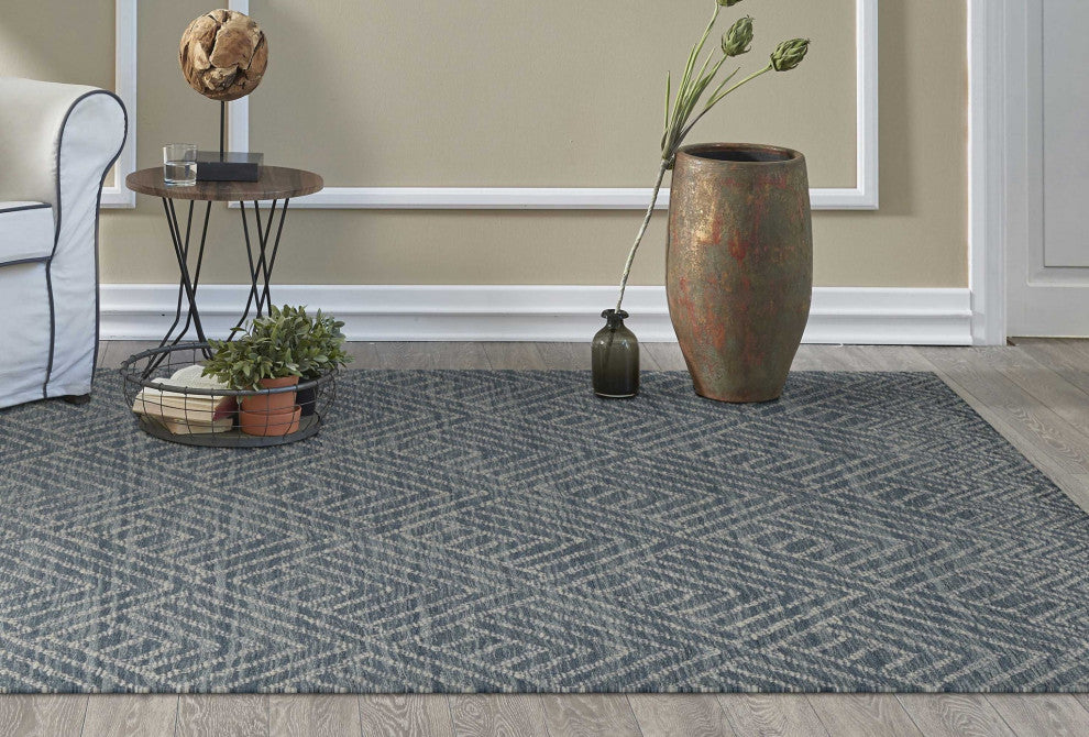 HomeRoots 96" X 132" Denim Wool Rug