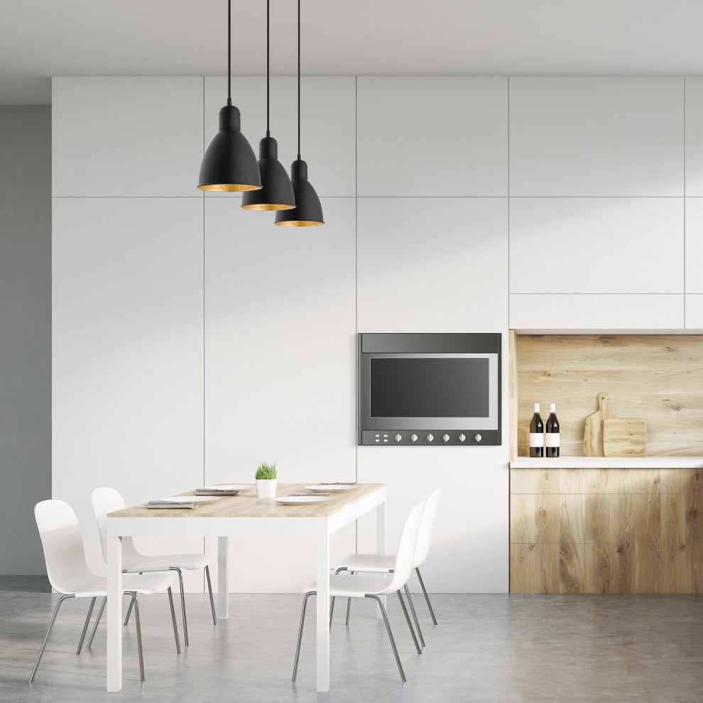 Priddy 2 1-Light Mini Pendant - Black Exterior and Gold Interior Shade