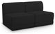 Ollie Black Boucle Fabric Straight Modular Sofa, Black, 2-Piece: 2 Armless Chair