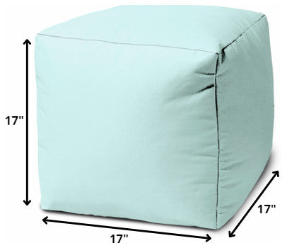 17  Cool Pale Aqua Solid Color Indoor Outdoor Pouf Cover