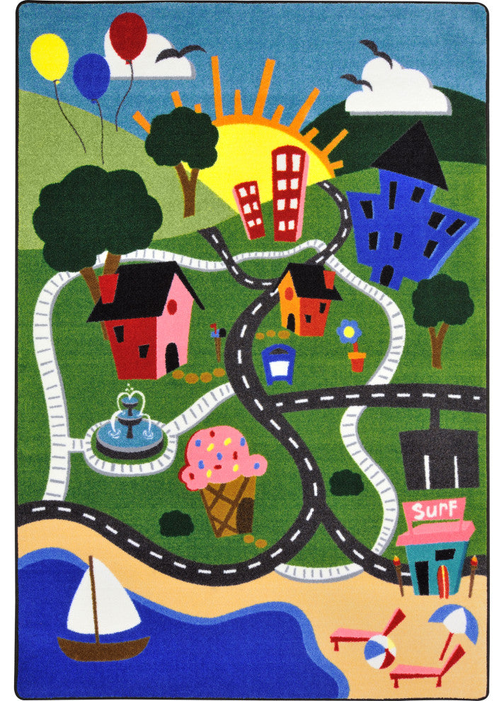 Kid Essentials Rug, Happy Town, 5'4"x7'8"